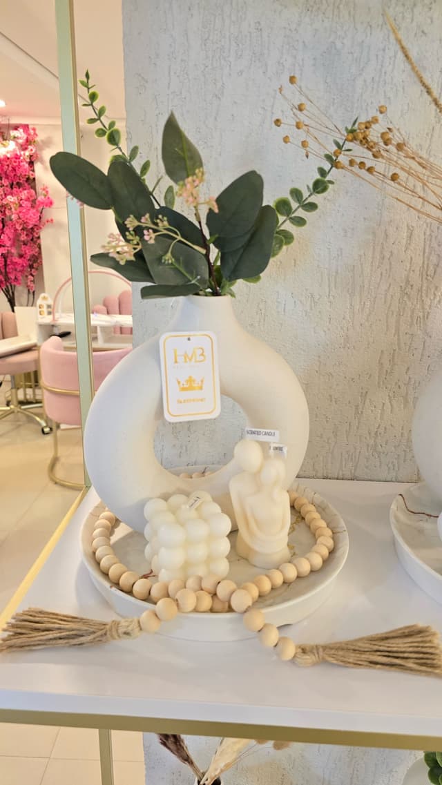 Sets florero redondo con vela cubo